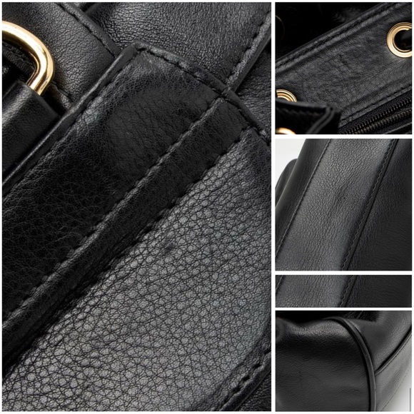 Dior Black Leather Vintage Backpack With Gold Hardware And Drawstring Closure - Picture 16 of 16